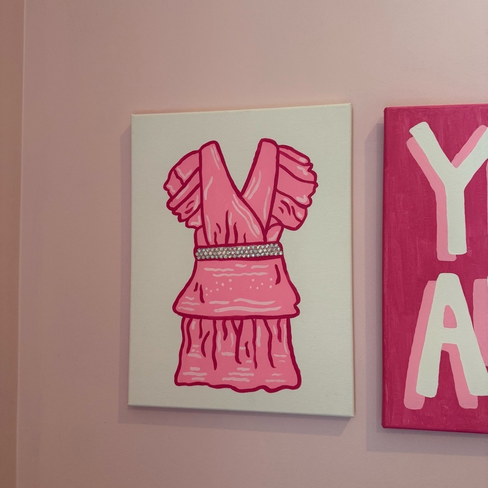 Wall Art with Bold Text Cheetah Dress Rhinestone Girly Painting Canvases 4 - Picture 4 of 8